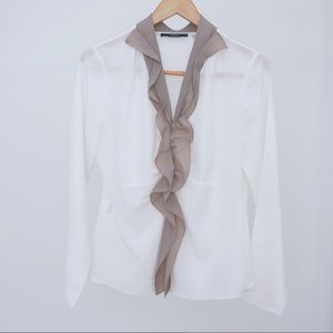 Tahari Ivory Silk Top Size S